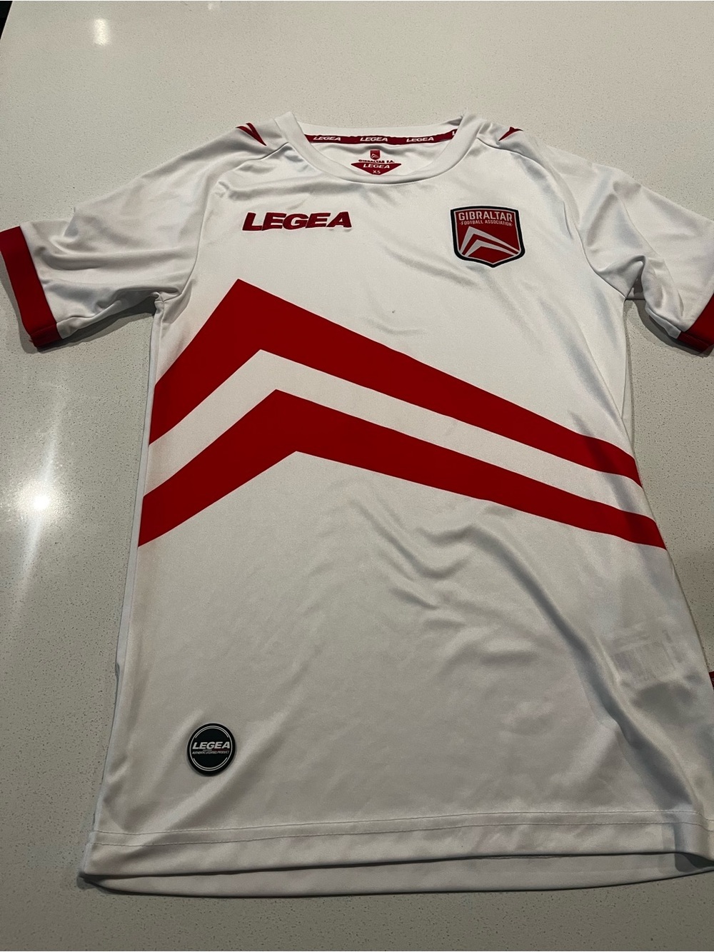 Legea Gibraltar Football Association Soccer Jersey Adult XS Youth XL White Red